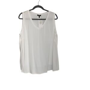 Set of 2 NWT Ulla Popken Plus Sz 24/26 White Sleeveless Top Viscose Blouse